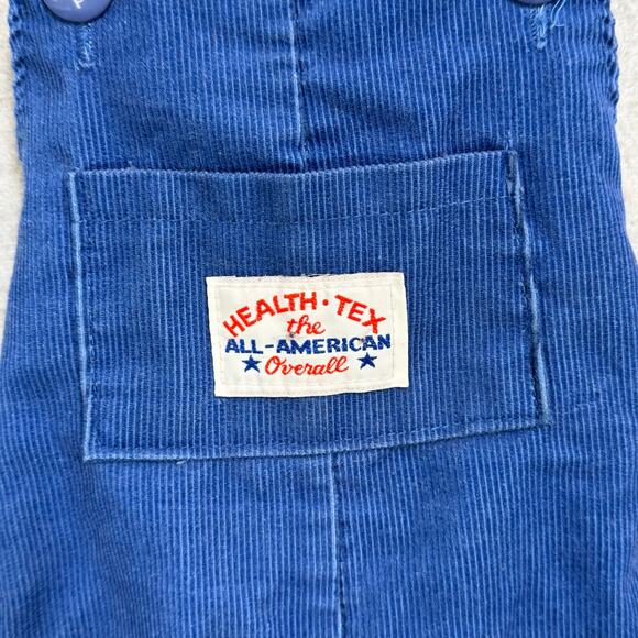 Vintage Health Tex Corduroy Overalls Size 18 mos. Blue Cross Back Snap Leg USA - Picture 4 of 16